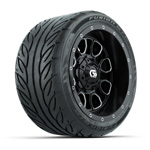 GTW&reg; Volt Black/ Machined 12 in Wheels with 215/ 40-R12 Fusion GTR Street Tires - Set of 4