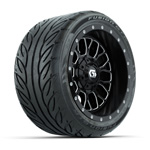 GTW&reg; Helix Black/ Machined 12 in Wheels with 215/ 40-R12 Fusion GTR Street Tires - Set of 4