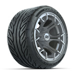 GTW&reg; Spyder Silver Brush 12 in Wheels with 215/ 40-R12 Fusion GTR Street Tires - Set of 4