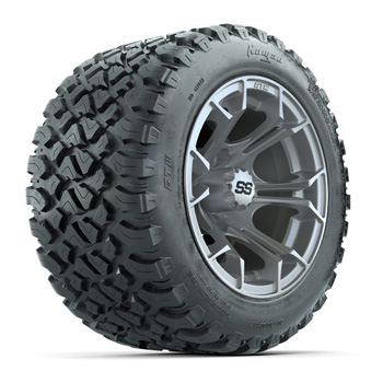 BuggiesUnlimited.com; GTW&reg; Spyder Silver Brush 12 in Wheels with 20X10-12 Nomad A/ T Tires - Set of 4