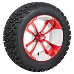 Set of (4) 14 inch Storm Trooper White & Red Wheels on A/ T Tires