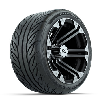 BuggiesUnlimited.com; GTW&reg; Specter Black/ Machined 12 in Wheels with 215/ 40-R12 Fusion GTR Street Tires - Set of 4