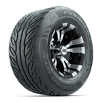 GTW&reg; Vampire Black/ Machined 12 in Wheels with 255/ 55-R12 Fusion GTR Street Tires - Set of 4