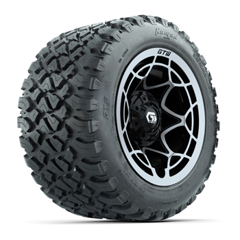 BuggiesUnlimited.com; GTW® Nexus Black/ Silver 12 in Wheels with 20X10-12 Nomad A/ T Tires - Set of 4