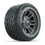 GTW&reg; Shogun Gunmetal 12 in Wheels with 215/ 40-R12 Fusion GTR Steel Belt Street Tires - Set of 4