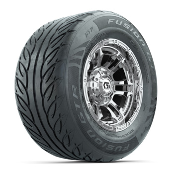 BuggiesUnlimited.com; GTW&reg; Shogun Chrome 12 in Wheels with 255/ 55-R12 Fusion GTR Street Tires - Set of 4