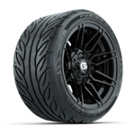 GTW&reg; Stealth Black/ Machined 12 in Wheels with 215/ 40-R12 Fusion GTR Street Tire - Set of 4