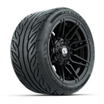 GTW&reg; Stealth Gloss Black 12 in Wheels with 215/ 40-R12 Fusion GTR Street Tires - Set of 4