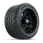 GTW&reg; Vortex 2 Matte Black 12 in Wheels with 215/ 40-R12 Fusion GTR Street Tires - Set of 4