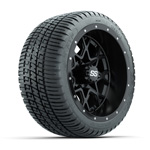 GTW&reg; Vortex 2 Matte Black/ Machined 12 in Wheels with 205/ 30-12 Fusion Street Tires - Set of 4