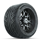 GTW&reg; Vortex 2 Matte Gray/ Machined 12 in Wheels with 215/ 40-12 Fusion GTR Street Tires - Set of 4