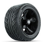 GTW&reg; Godfather Black 12 in Wheels with 215/ 40-R12 Fusion GTR Steel Belt Street Tires - Set of 4