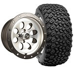 Set of (4) 14 inch Rally Beadlock Machined & Black Wheels on A/ T Tires