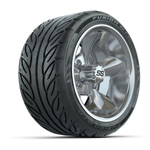 GTW&reg; Godfather Chrome 12 in Wheels with 215/ 40-R12 Fusion GTR Steel Belt Street Tires - Set of 4