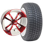 Set of (4) 14 inch Storm Trooper White & Red Wheels on Lo-Pro Tires
