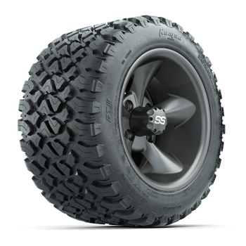 BuggiesUnlimited.com; GTW® Godfather Matte Gray 12 in Wheels with 20X10-12 Nomad A/ T Tires - Set of 4