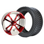 Set of (4) 10 inch Storm Trooper White & Red Wheels on Lo-Pro Tires