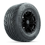 GTW&reg; Spyder Matte Black 12 in Wheels with 255/ 55-R12 Fusion GTR Street Tires - Set of 4