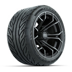 GTW&reg; Spyder Matte Gray/ Machined 12 in Wheels with 215/ 40-R12 Fusion GTR Street Tires - Set of 4