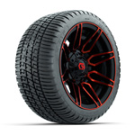 GTW&reg; Stealth Red/ Machined 12 in Wheels with 205/ 30-12 Fusion Street Tires - Set of 4