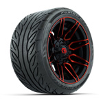 GTW&reg; Stealth Red/ Machined 12 in Wheels with 215/ 40-R12 Fusion GTR Street Tires - Set of 4