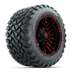 GTW&reg; Stealth Red/ Machined 12 in Wheels with 22X11-R12 Nomad A/ T Tires - Set of 4