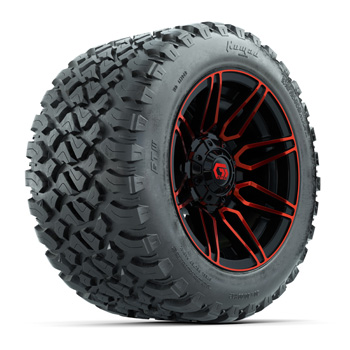 BuggiesUnlimited.com; GTW® Stealth Red/ Machined 12 in Wheels with 20X10-12 Nomad A/ T Tires - Set of 4