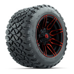 GTW&reg; Stealth Red/ Machined 12 in Wheels with 20X10-12 Nomad A/ T Tires - Set of 4