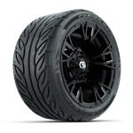GTW&reg; Vandal Matte Black/ Machined 12 in Wheels with 215/ 40-R12 Fusion GTR Street Tires - Set of 4