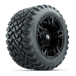 GTW&reg; Vandal Matte Black/ Machined 12 in Wheels with 22X11-R12 Nomad A/ T Tires - Set of 4