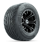 GTW&reg; Spyder Black/ Machined 12 in Wheels with 255/ 55-R12 Fusion GTR Street Tires - Set of 4