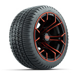 GTW&reg; Spyder Black/ Red 12 in Wheels with 205/ 30-12 Fusion Street Tires - Set of 4
