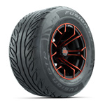 GTW&reg; Spyder Black/ Red 12 in Wheels with 255/ 55-R12 Fusion GTR Street Tires - Set of 4