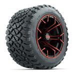 GTW&reg; Spyder Black/ Red 12 in Wheels with 20X10-12 Nomad A/ T Tires - Set of 4