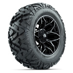 GTW&reg; Stellar Black/ Machined 14 in Wheels with 25x10-14 Barrage Mud Tires - Set of 4
