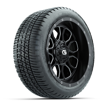 BuggiesUnlimited.com; GTW® Volt Black/ Machined 14 in Wheels with 205/ 30-R14 Fusion Street Tires - Set of 4
