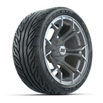 GTW&reg; Spyder Silver Brush 14 in Wheels with 205/ 40-R14 Fusion GTR Street Tires - Set of 4