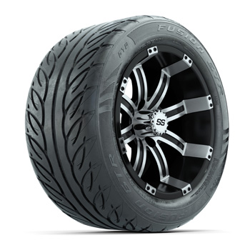 BuggiesUnlimited.com; GTW&reg; Tempest Black/ Machined 14 in Wheels with 255/ 45-R14 Fusion GTR Street Tires - Set of 4