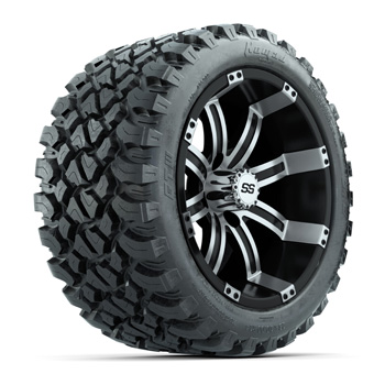 BuggiesUnlimited.com; GTW® Tempest Black/ Machined 14 in Wheels with 23X10-R14 Nomad A/ T Tires - Set of 4