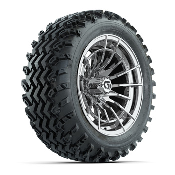 BuggiesUnlimited.com; GTW® Boost Chrome 14 in Wheels with 23X10-14 Rogue All-Terrain Tires - Set of 4