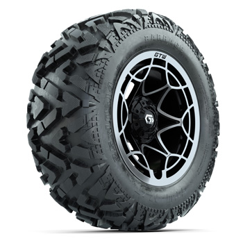 BuggiesUnlimited.com; GTW&reg; Nexus Black/ Silver 14 in Wheels with 25x10-14 Barrage Mud Tires - Set of 4