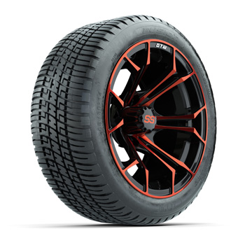 BuggiesUnlimited.com; GTW&reg; Spyder Black/ Red 14 in Wheels with 205/ 30-R14 Fusion Street Tires - Set of 4