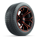 GTW&reg; Spyder Black/ Red 14 in Wheels with 205/ 30-R14 Fusion Street Tires - Set of 4