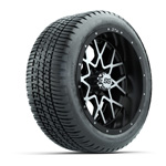 GTW&reg; Vortex 2 Matte Black/ Machined 14 in Wheels with 205/ 30-R14 Fusion Street Tires - Set of 4