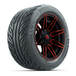 GTW&reg; Stealth Red/ Machined 14 in Wheels with 255/ 45-R14 Fusion GTR Street Tires - Set of 4