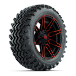 GTW&reg; Stealth Red/ Machined 14 in Wheels with 23X10-14 Rogue All-Terrain Tires - Set of 4