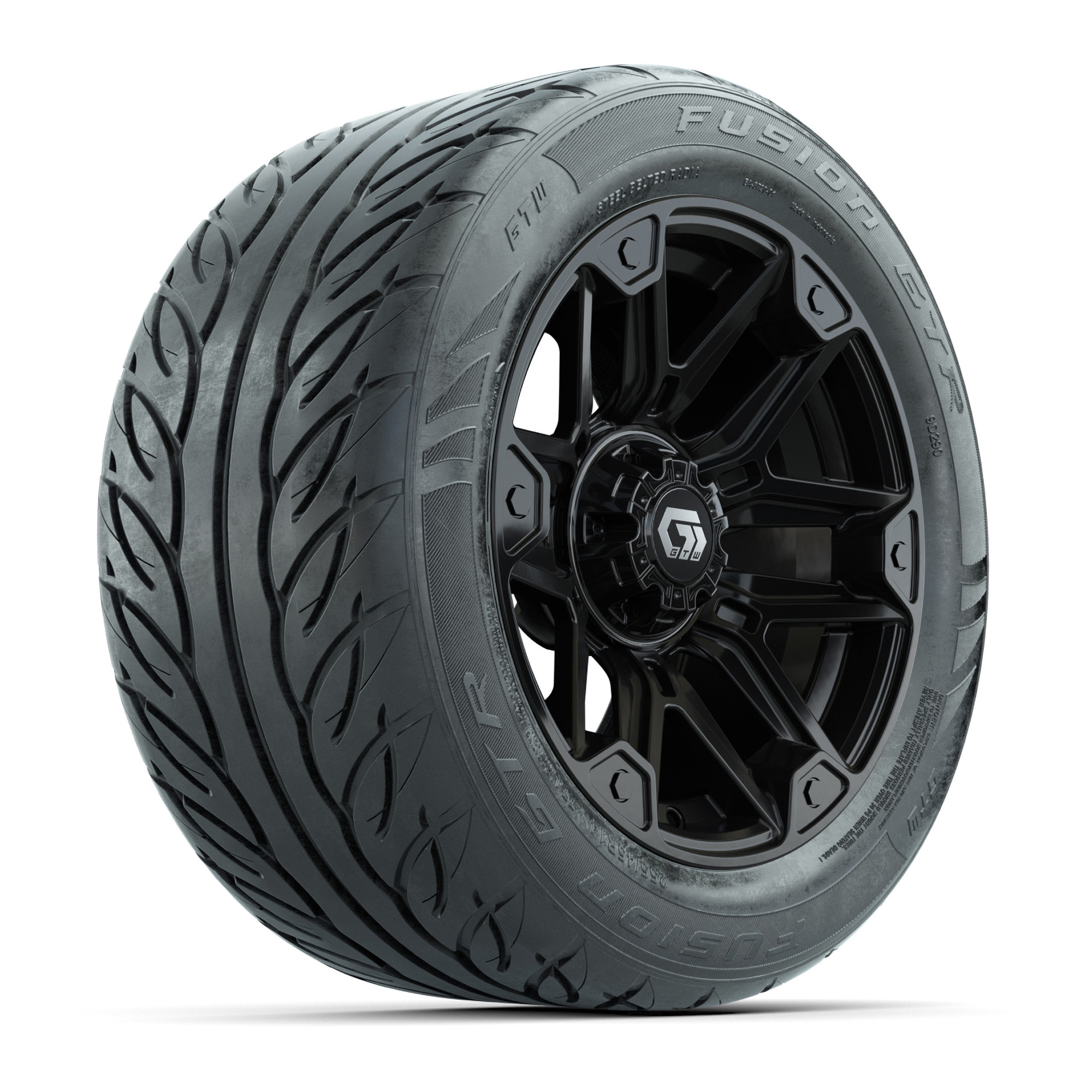 Racing Rims R14 GTW® Graffiti Gloss Black 14 in Wheels with 255/45-R14 Fusion GTR ...