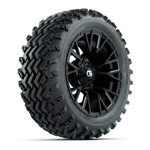 GTW&reg; Vandal Matte Black/ Machined 14 in Wheels with 23X10-14 Rogue All-Terrain Tires - Set of 4