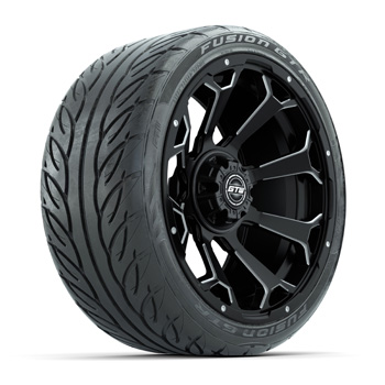BuggiesUnlimited.com; GTW Raven Matte Black/ Ball Mill 15 in Wheels with 215/ 40-R15 Fusion GTR Street Tires - Set of 4