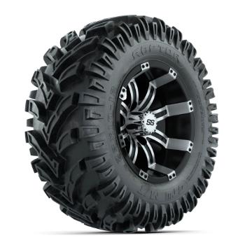 BuggiesUnlimited.com; GTW Tempest Black and Machined 12 in Wheels with 23 in Raptor Mud Tires - Set of 4